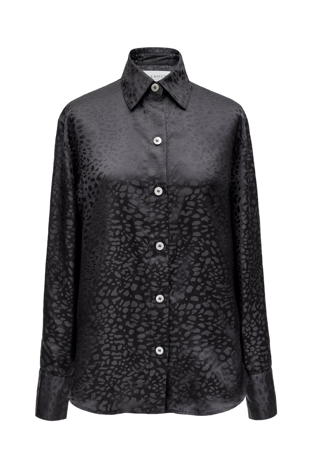 Silk Jacquard Satin Shirt Black – La Katz